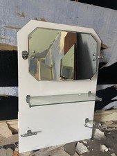 VINTAGE RETRO ART DECO 30s BATHROOM GLASS SPLASHBACK WITH MIRROR SHELF ETC