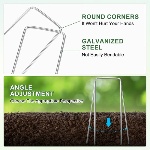 10-Set Landscape Staples, 0.09" x 8" Staples with Gaskets [Silver Tone, Black] - Afbeelding 5 van 7
