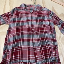 Vintage 70s Plaid Button Up Loop Collar Shirt. Neck 15-15 1/2. Medium.