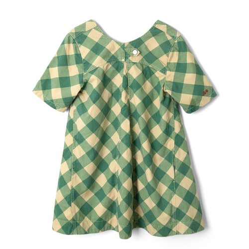 Damson Madder Womens Bridget Mini Dress Green Butter Gingham