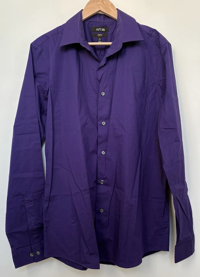 Croft & Barrow & Apt. Camisas de vestir con 9 botones talla 16 cuello empaquetadas rosa púrpura Foto 4 de 4