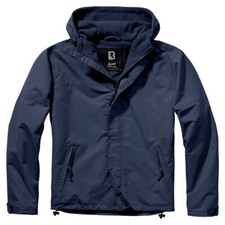 Image of Brandit Windbreaker Front Zip Mens Hooded Water repellent Outdoor Hiking Navy
