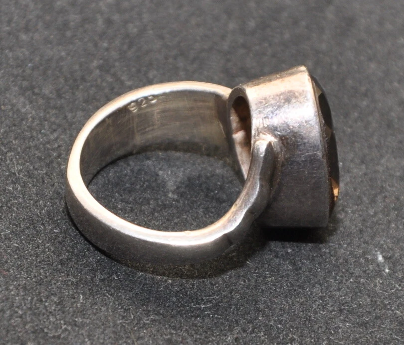 Anello donna vintage Argento 925 con Topazio sintetico marrone 18 mm - Immagine 4 di 4