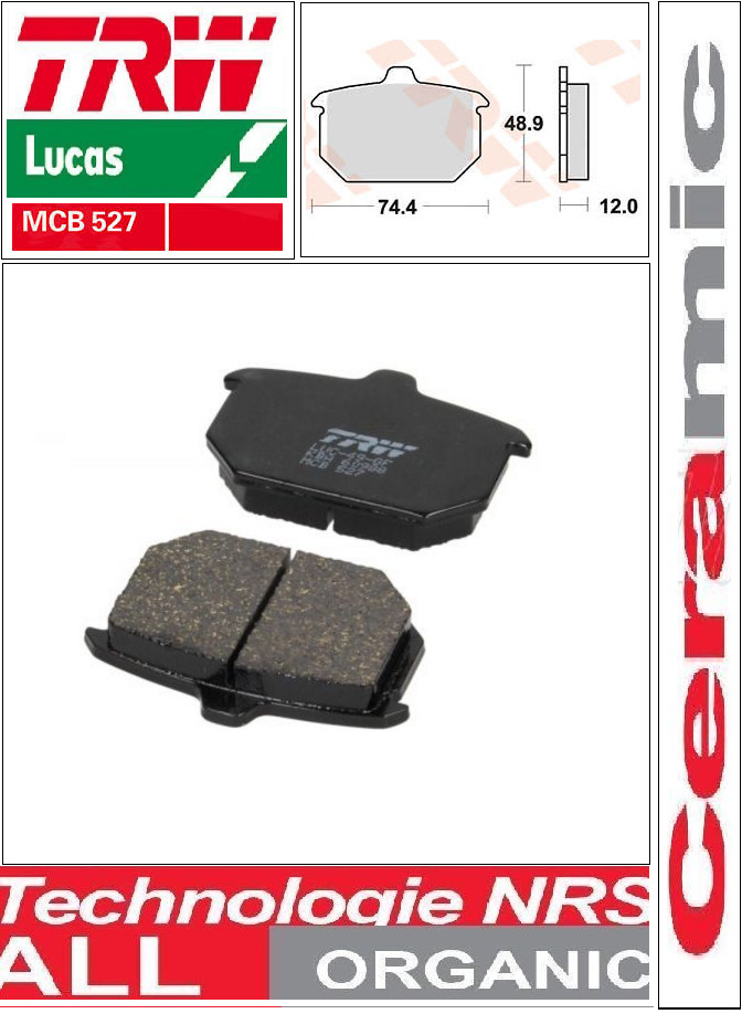 Plaquette frein arrière TRW MCB527 pour éliminer les sifflements sur Sportster XLH1100