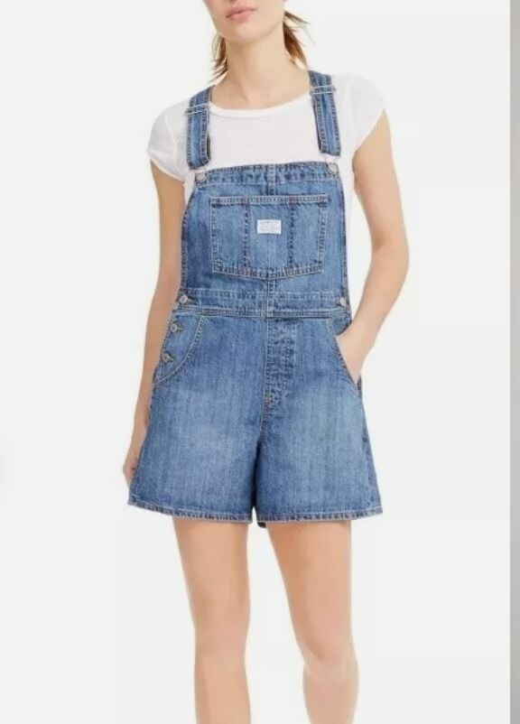 Levi's Strauss Red Tab Vintage Cotton Denim Overall Shortalls Size LARGE Women