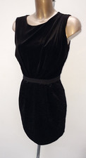 MNG Suit Mango Velvet Wiggle Ruched Sequin Black Dress Size S UK 8/10 Xmas Party