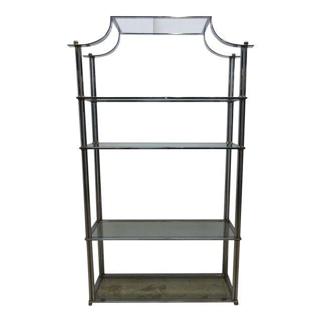 De colección Pagoda Top Cromo Inspiración Asiática Chinoiserie Estante Expositor Etagere Foto 2 de 4