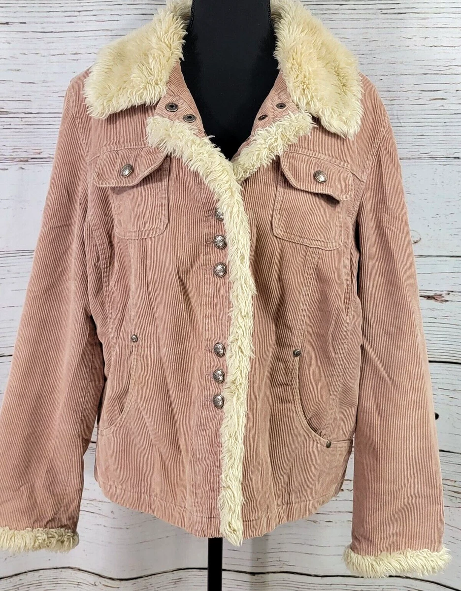 Pink corduroy faux shop fur jacket