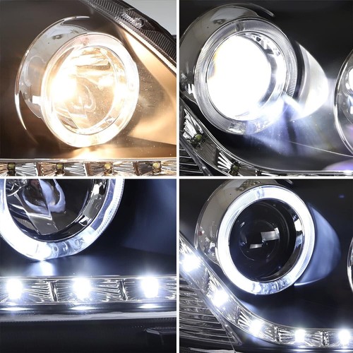 Juego de faros proyectores carcasa negra LED DRL para Toyota Yaris 2007-2011 sedán - Imagen 6 de 9