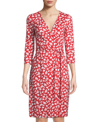 leaf print wrap dress