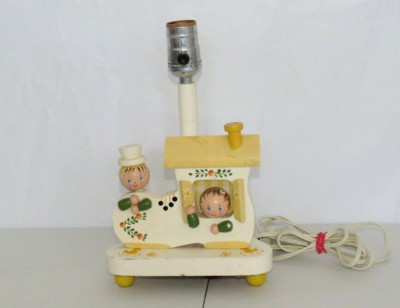 Vintage Nursery Lamp Wood Shoe Children Nursery Rhyme Underwriter Laboratories
