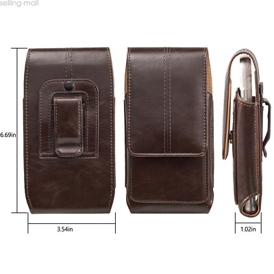 XL Cell Phones Vertical PU Leather Case Pouch Belt Clip Holster with Card Holder