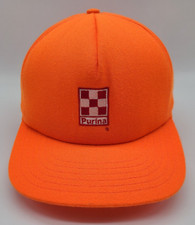 Vintage Purina Dog Chow Blaze Orange Snapback Hat Cap Made In USA