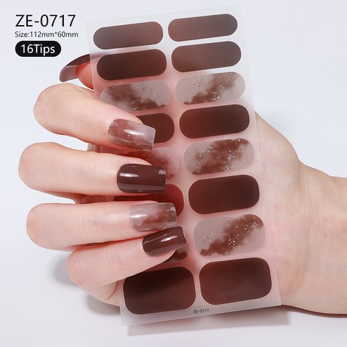16 Consejos Brillantes Simples Arte en Uñas Pegatinas Tiras Pegatinas para Uñas Envolturas Completas para Uñas - Imagen 5 de 15