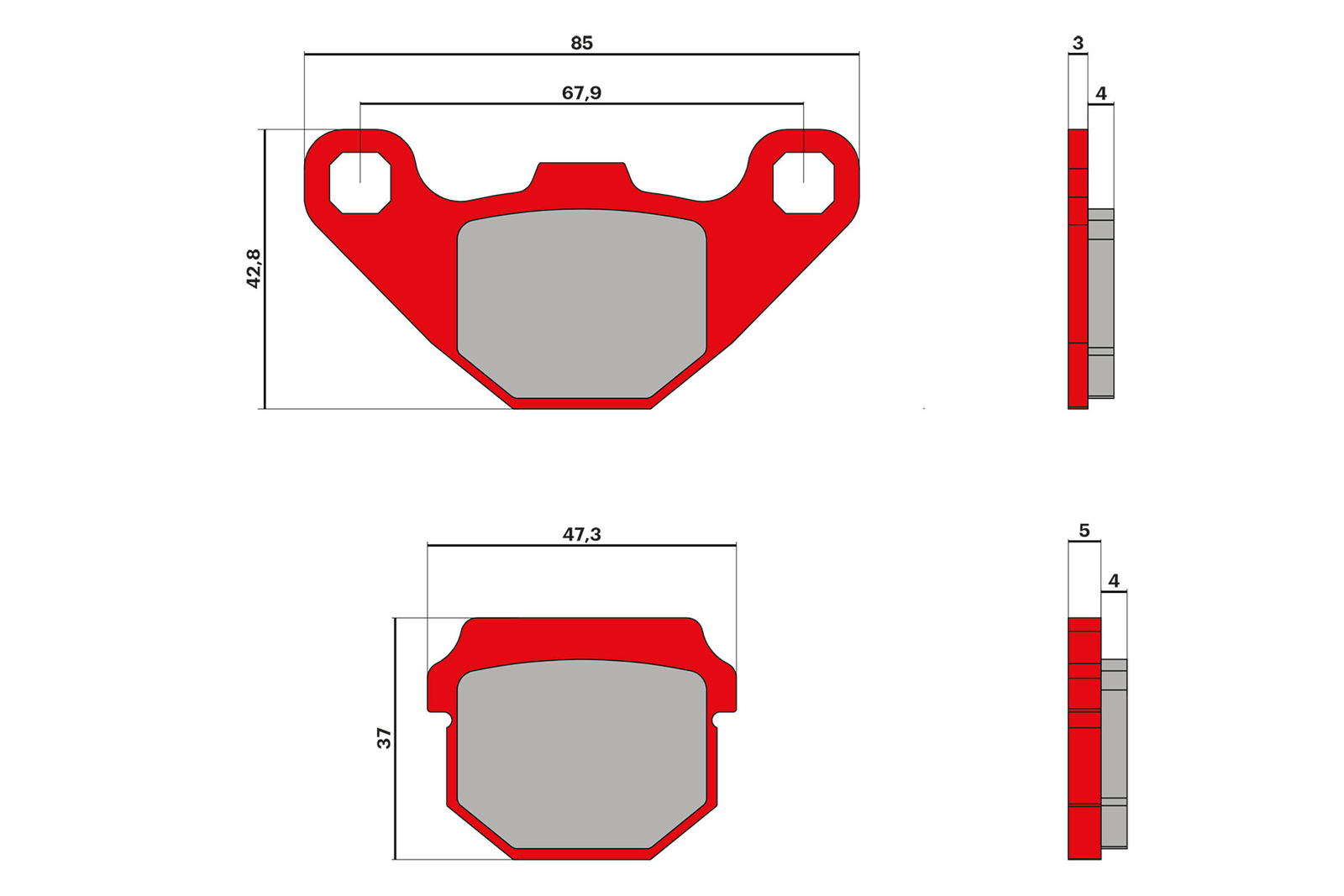 Plaquettes De Frein Malossi Pour Scooter Yamaha 50 CW/BW-S (1995-2012) - Organiques Rouges