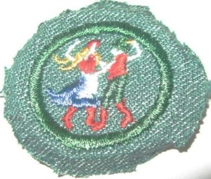 1947 Girl Scout Folk Dancer Badge - Round with extra material