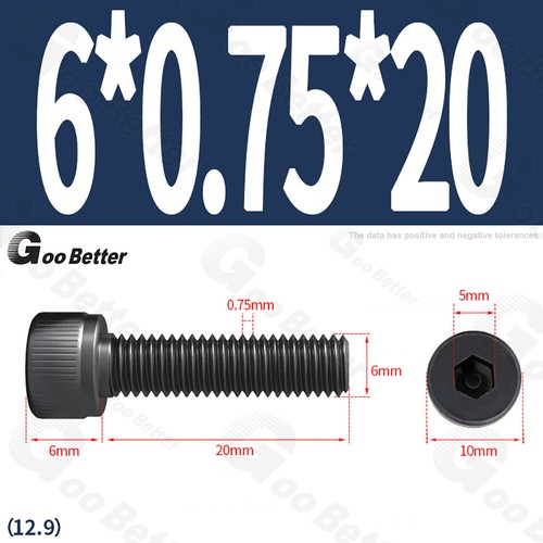 Feingewinde Zylinderschrauben 12.9 Stahl M6 M8 M10 M12 Schwarz Innensechskant - Bild 15 von 85