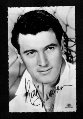 ROCK HUDSON  -  ORIGINAL AUTOGRAMM  -  SIGNIERTE POSTKARTE - 50-ER JAHRE