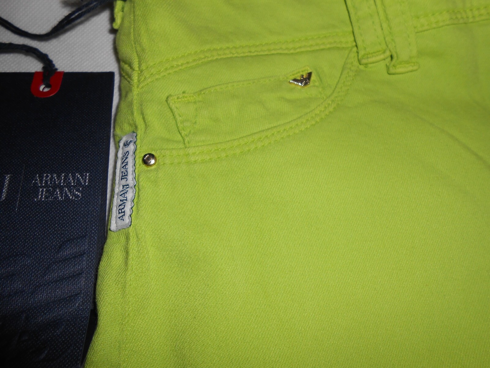 New AJ Armani Jeans skinny fit jeans, Lime green  W26 RRP £225 image 8