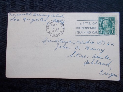 SCHEDA RADIO QSL LOS ANGELES CALIFORNIA W6ESA -1929 C45 - Foto 2 di 2