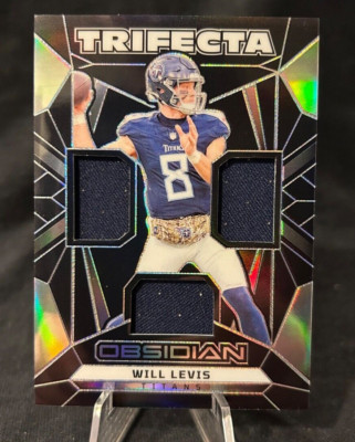2024 Obsidian Football Will Levis Tirfecta Base Patch #TS-WILS