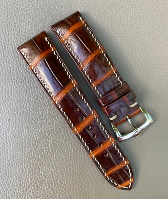 Genuine leather Skin Watch Strap 22/18mm, long 80/120, quick release bar, no buc