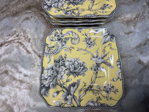 Square Salad Plates Adelaide Yellow 8.5 Inch 222 Fifth Set Of 4 New - Picture 8 of 17