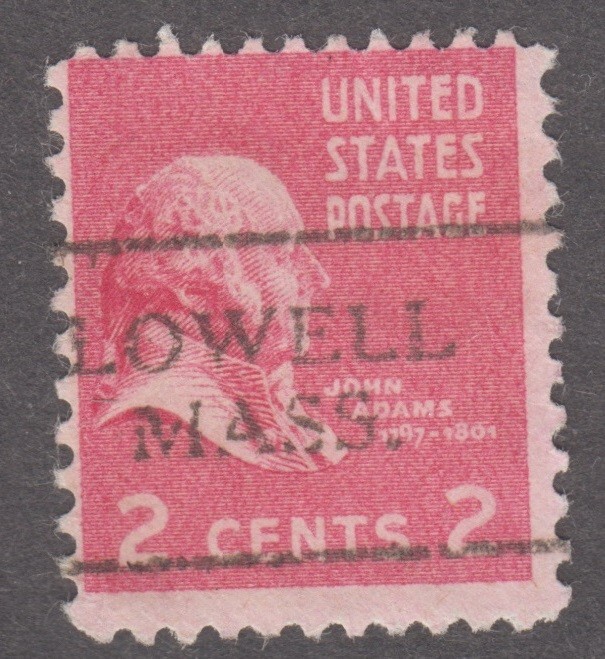 USA 1938. 2c. John Adams, 2nd President. Precancel Lowell Massachusetts. Sc# 806