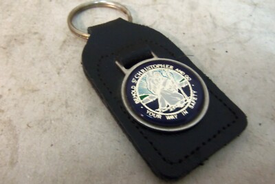 NOS RENAMEL SAINT CHRISTOPHER LEDER SCHLÜSSELANHÄNGER KLASSIKER VW Golf Mk1 Mk2 Mk3