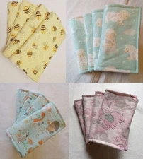 Burp Cloths - 4 pack - Flannel w/ Terry Back