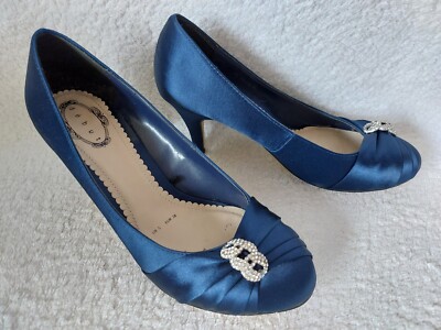Debut Royal Blue Satin Embellished Wedding Shoes Size UK