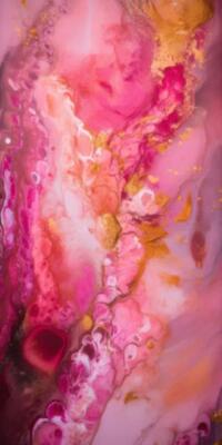 Wandbild: Abstrakter Aquarellhintergrund. Rosa und goldene Marmorstruktur. [...]