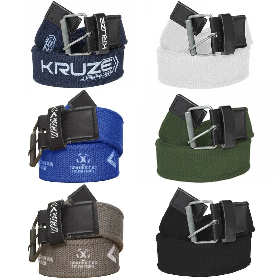 Kruze Belts Mens Womens Unisex Cotton Canvas Fabric Webbing Army Buckle Belt