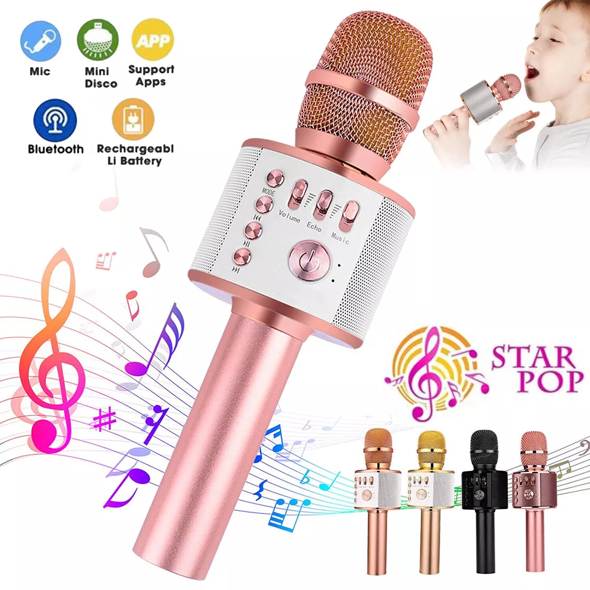 Microfonos Inalambricos Bluetooth Microfono Para Karaoke Grabacion De Voz  Niñas