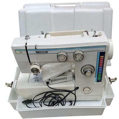 Necchi Model 537 FA Sewing Machine 1991 Manual, case and foot control