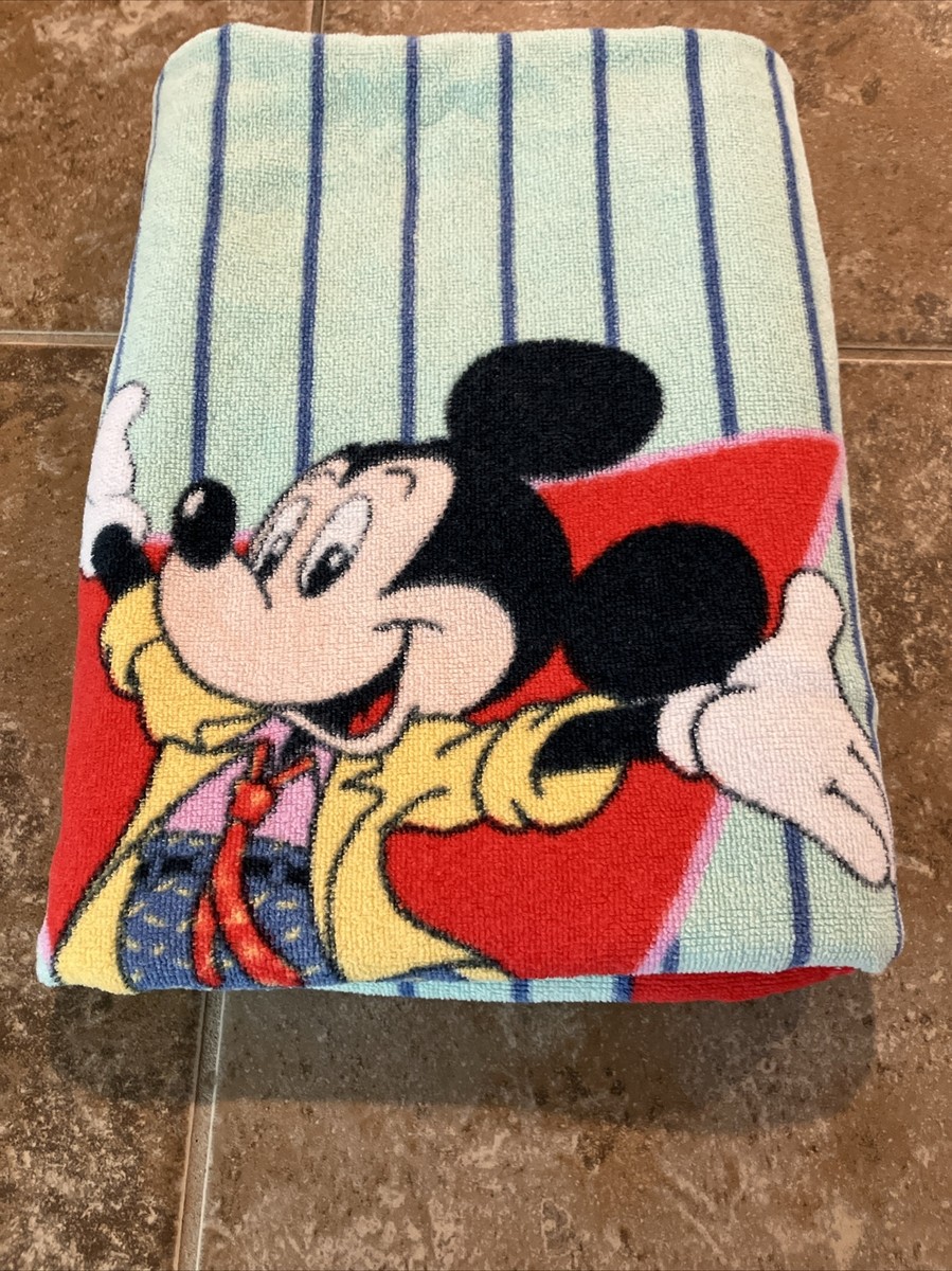 Vintage Mickey Mouse Bath Towels Walt Disney Co Taiwan 43” X 23