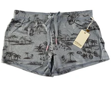 NWT PJ Salvage XS Blue Tropical Palm Trees Soft Knit Lounge Shorts #PQ13