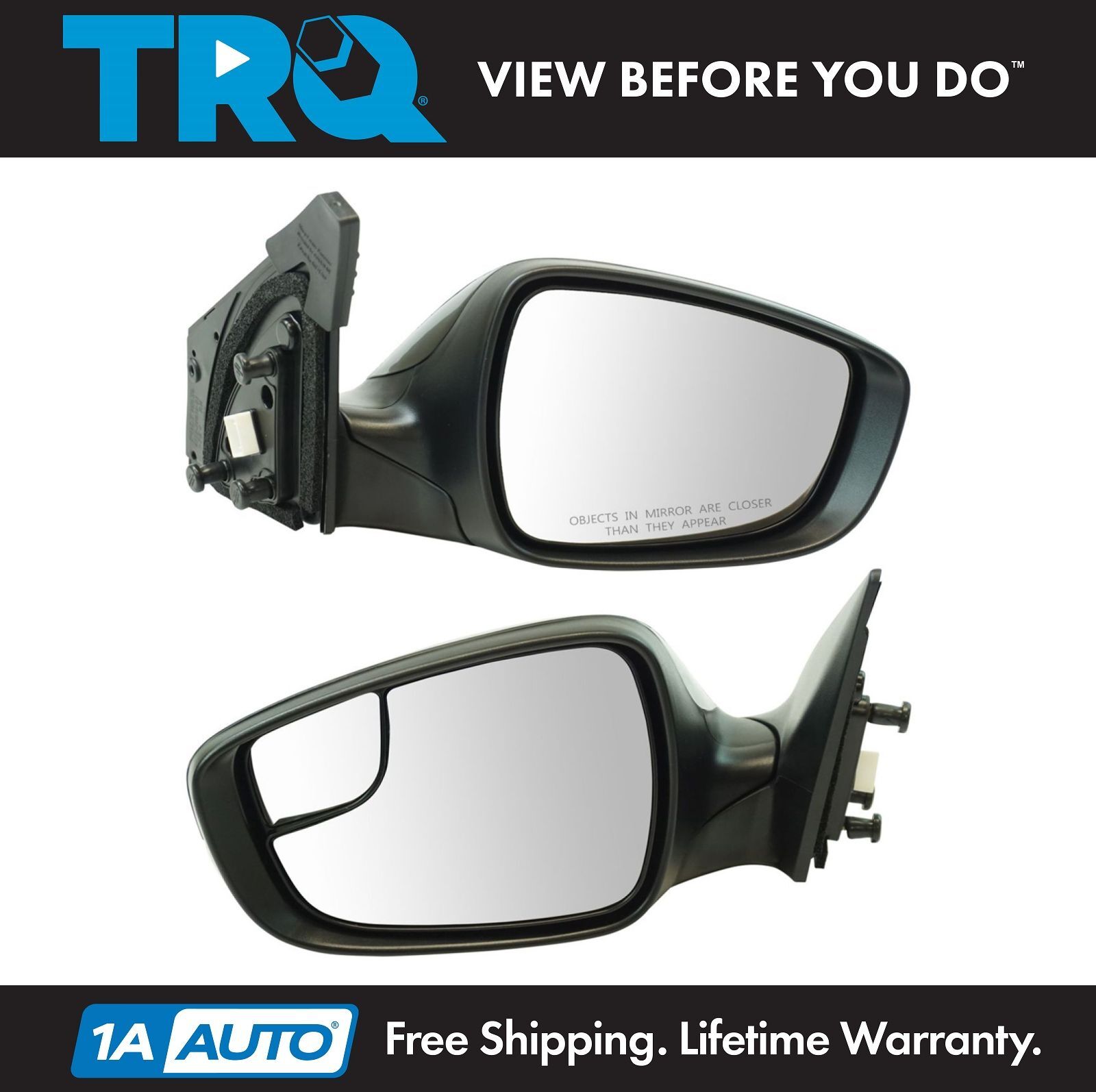 AM Autoparts Pair Power Heated Side Mirrors W/ Turn Signal For Hyundai Elantra 2014-2016 | Black Smooth