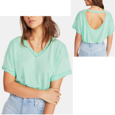 Free People Womens All Mine OB948619 Top Relaxed Green Jardin Small Casual NWT