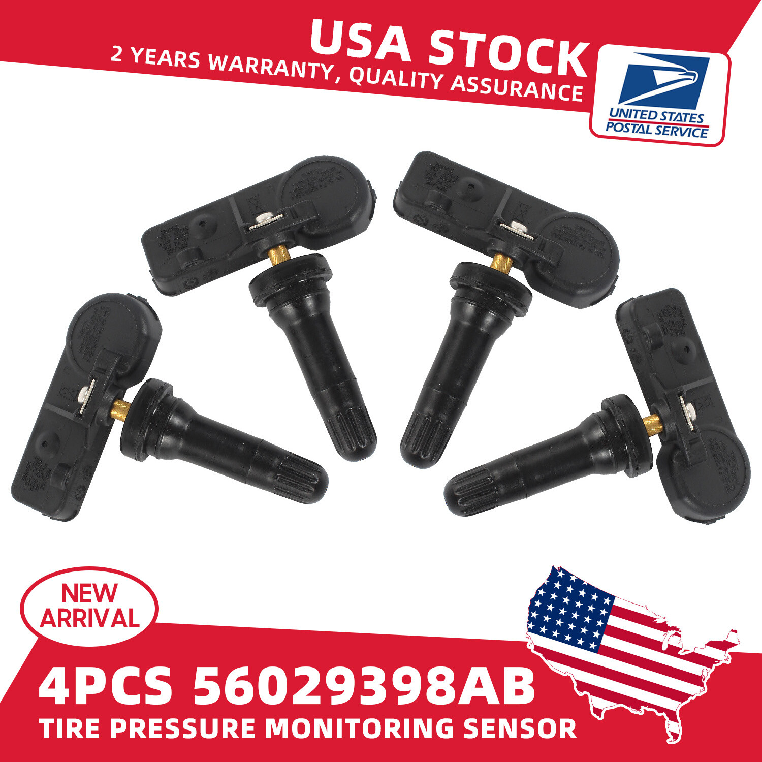 (4) TPMS Sensor 56029398AB for Chrysler Jeep Dodge Ram Tire Pressure Monitoring System
