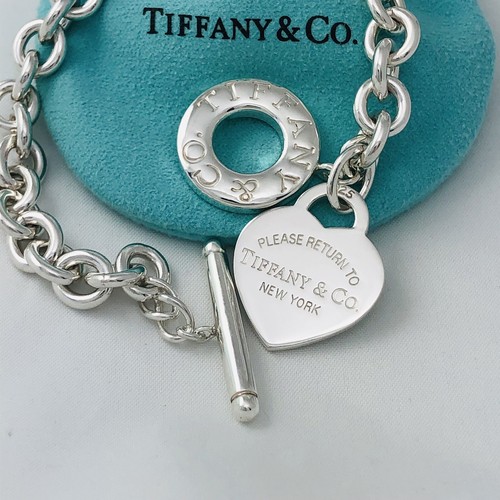 7” small Please Return to Tiffany & Co Heart Tag Toggle Charm Bracelet - Picture 3 of 5