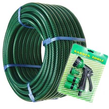10M Reinforced Tough Garden Water Hose Pipe Reel Hosepipe + Spray gun UKDC