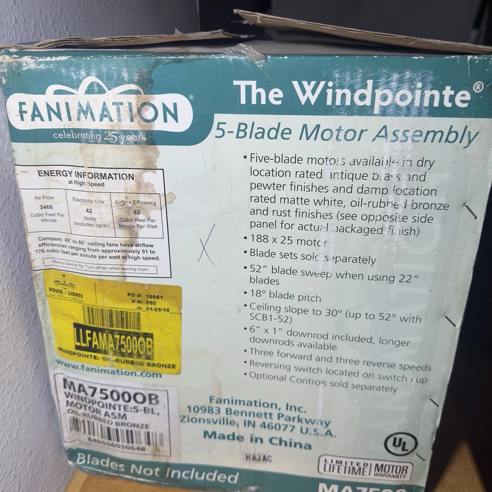 Fanimation FP7500 Ma7500OB 52" Windpointe Outdoor Ceiling Fan OilRub Bronze 120v - Image 2 of 4