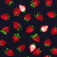 100% Cotton Poplin Fabric Rose & Hubble Strawberry Summer Fruits Strawberries