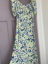 Oliver Bonas Dress Size 18 Green Multi Floral A Line Party Cocktail Summer