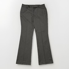 Ann Taylor Curvy Boot Trouser Dress Pants 8P Gray Pinstriped Stretch Office  