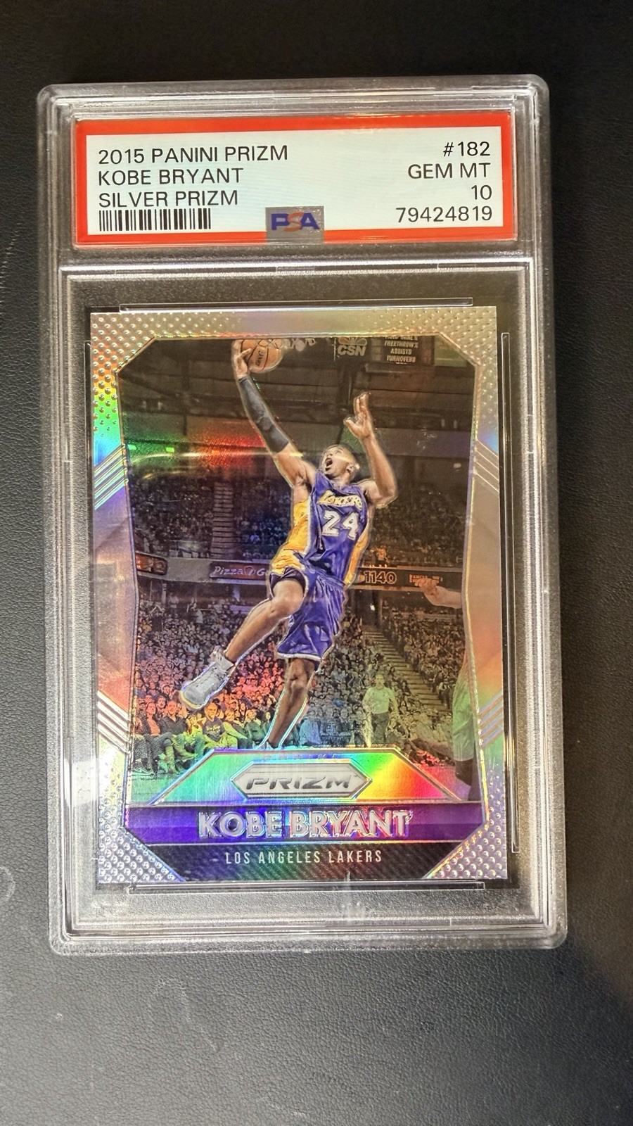 2015-16 Panini Prizm Silver Prizm Kobe Bryant #182 PSA 10 HOF  Rare Lakers
