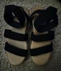Athletefit Wedge Sandals Elastic Strap Cork Platform Women’s Size 7.5 Black New — photo 5
