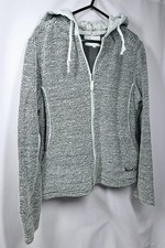 Weird Fish Ladies Jacket Hoodie Size Large Full Zip Grey Waffle Texture Jacket