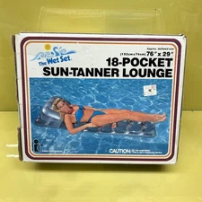 VTG 1985 INTEX 18 Pocket Sun-Tanner Inflatable Lounge Mattress 76X29 Pool Float